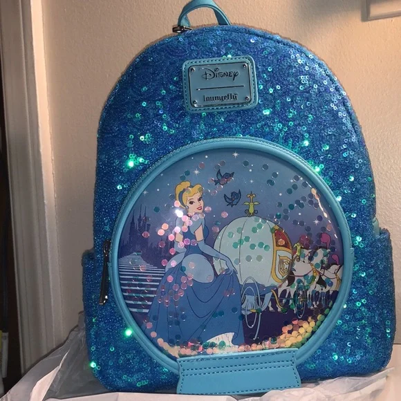 LOUNGEFLY Cinderella Snow Globe Sequin Backpack